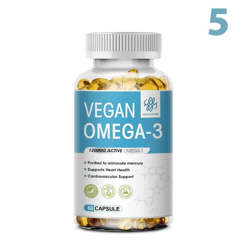1200mg Vegan OVEGA-3 Plant-Based Omega-3 from Algal Oil Daily Supplement, Rich DHA & EPA, Supports Brain, Eye & Heart Health