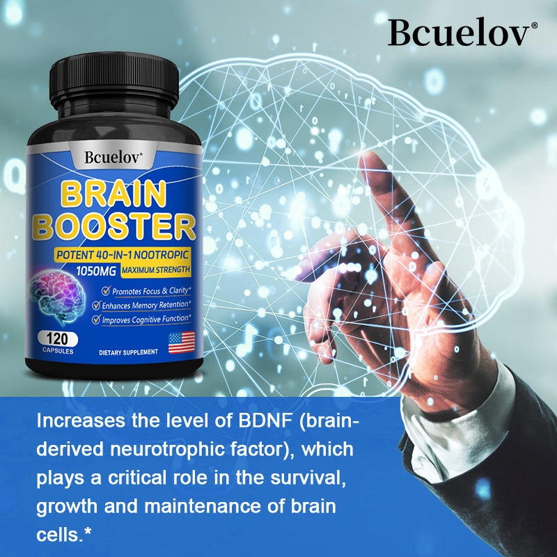 Brain Supplement 40-in-1: Boost Memory & Focus, 1050mg Formula