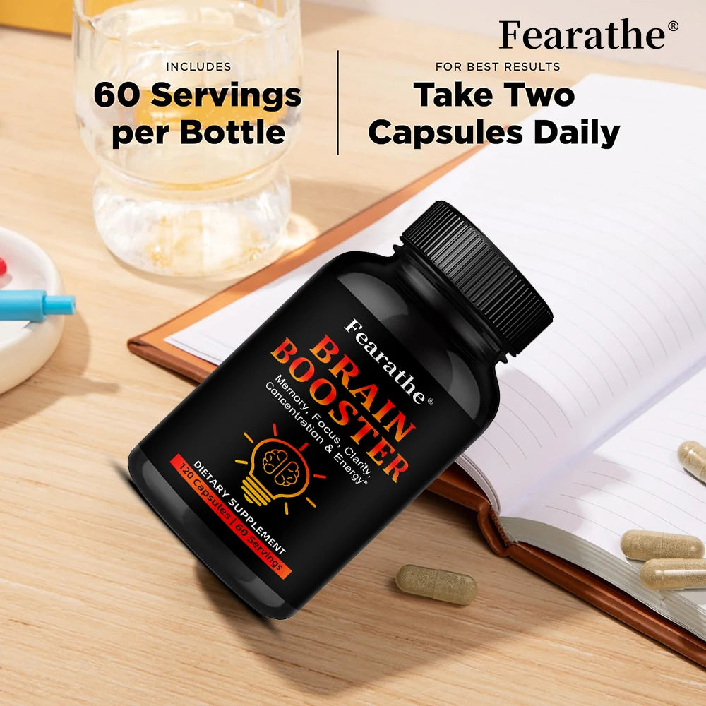 Nootropic Brain Booster Capsules - Folate, Vitamin B12 & Ginkgo Biloba, Memory Focus & Cognitive Enhancement, Vegan Non-GMO