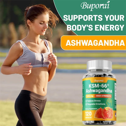 KSM-66 Ashwagandha Extracts Capsules - Relieve Stress and Mood, Promote Sleep Quality, Increase Focus and Brain Health