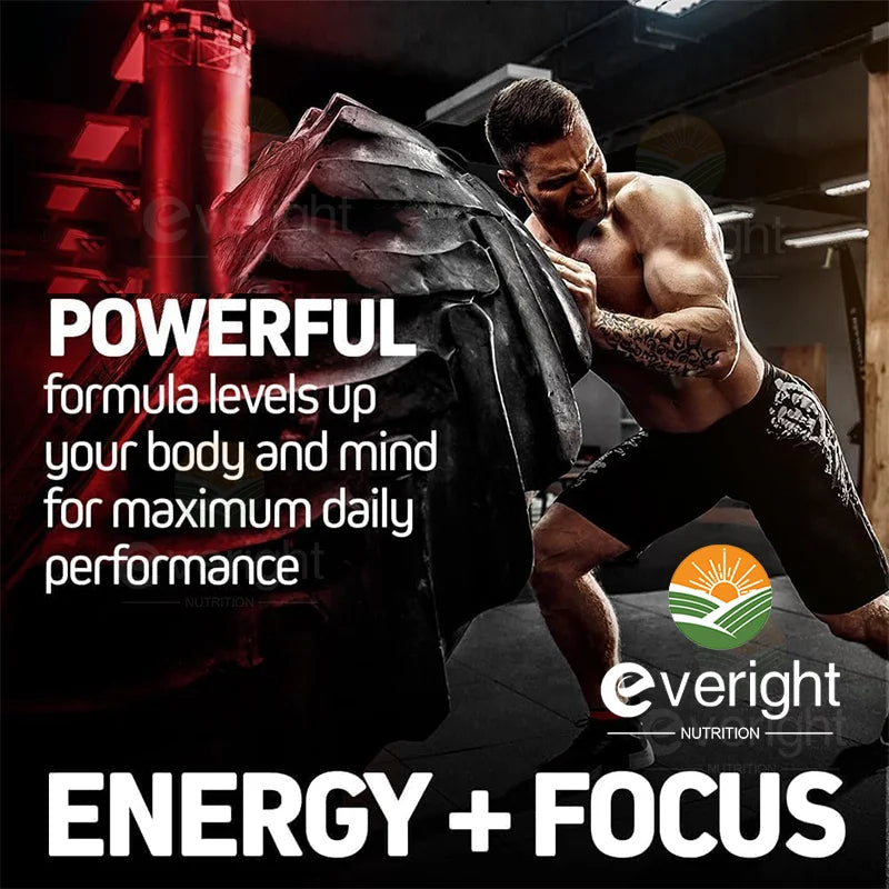 Ginkgo Biloba & Panax Ginseng Supplement Natural High Strength for Men Vitality Energy Performance, Brain Memory Focus - Non GMO