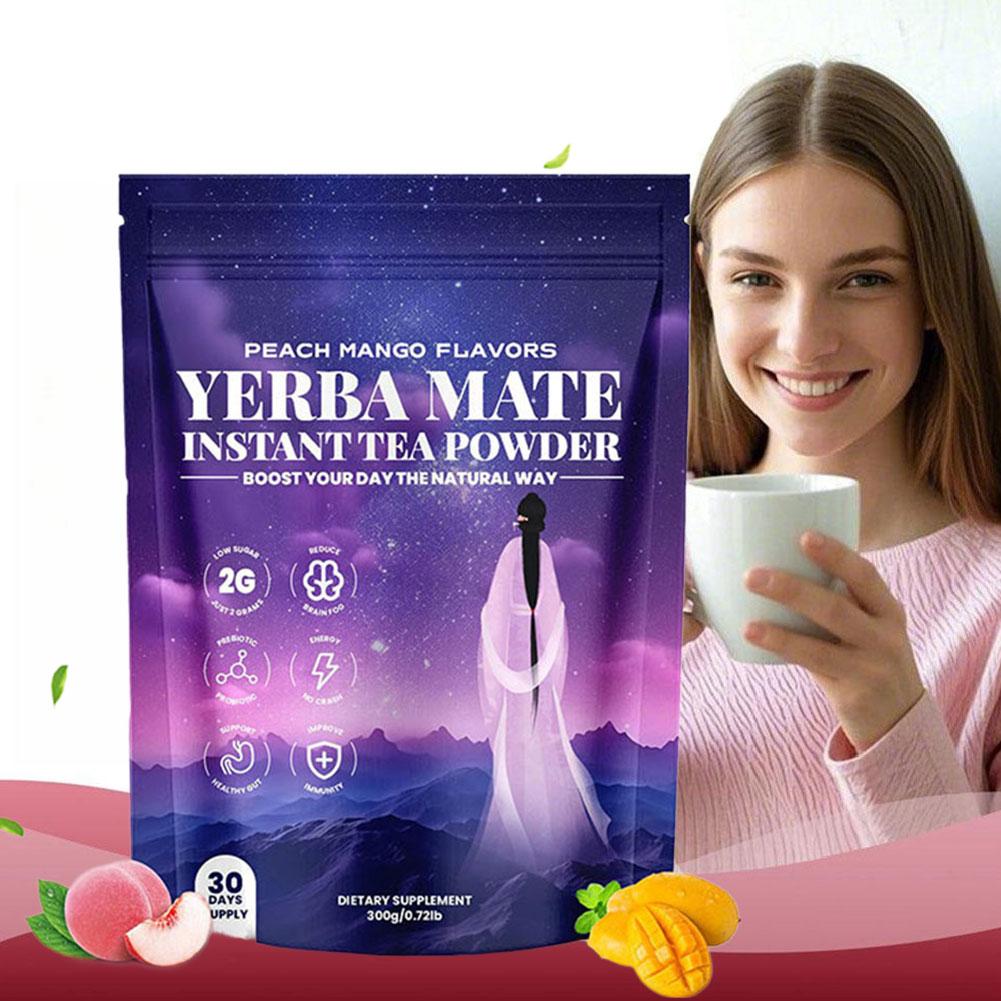 Yerba Mate Peach-Mango Tea Powder with Probiotics & Prebiotics