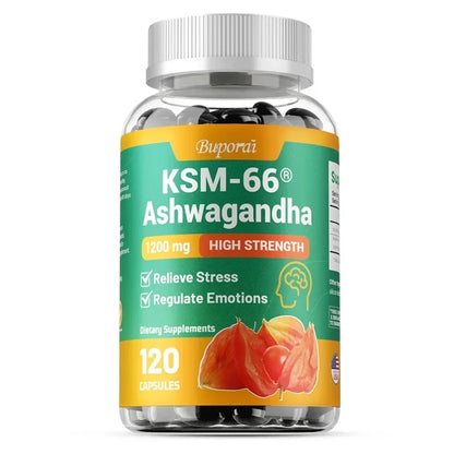 KSM-66 Ashwagandha Extracts Capsules - Relieve Stress and Mood, Promote Sleep Quality, Increase Focus and Brain Health