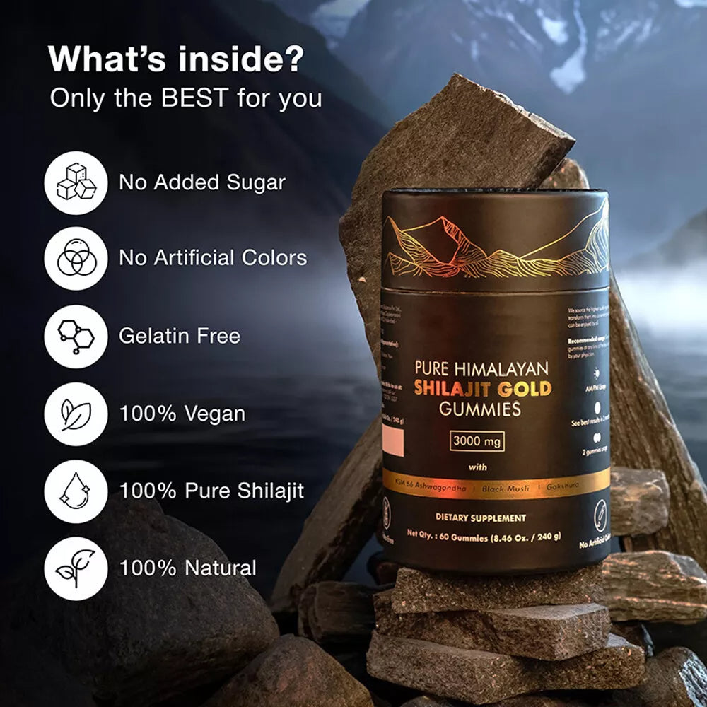 Ashwagandha Shilajit Gummies 3000mg: Energy & Immune Boost