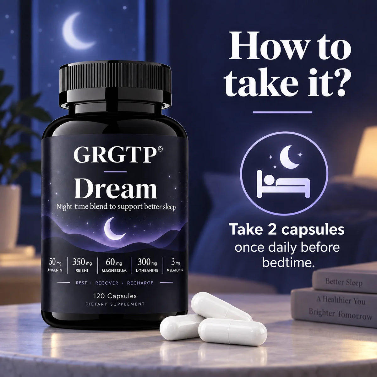 Dream Capsules - Calm Mood, Relaxation, Relieve Insomnia, For Deep Sleep, Improve Focus, Brain Health, Enhanced Mental Clarity