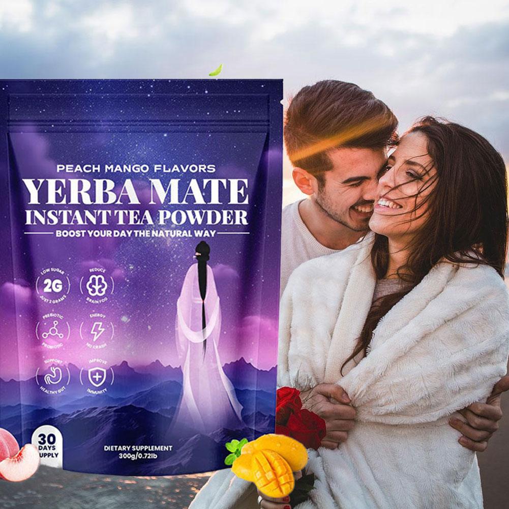 Yerba Mate Peach-Mango Tea Powder with Probiotics & Prebiotics