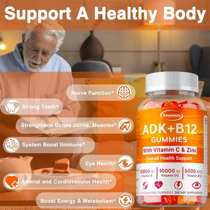 Vitamin D3 K2 + Vitamin B12 Gummies - Strengthen Bones, Promote Brain and Cardiovascular Health, Relieve Joint Pain
