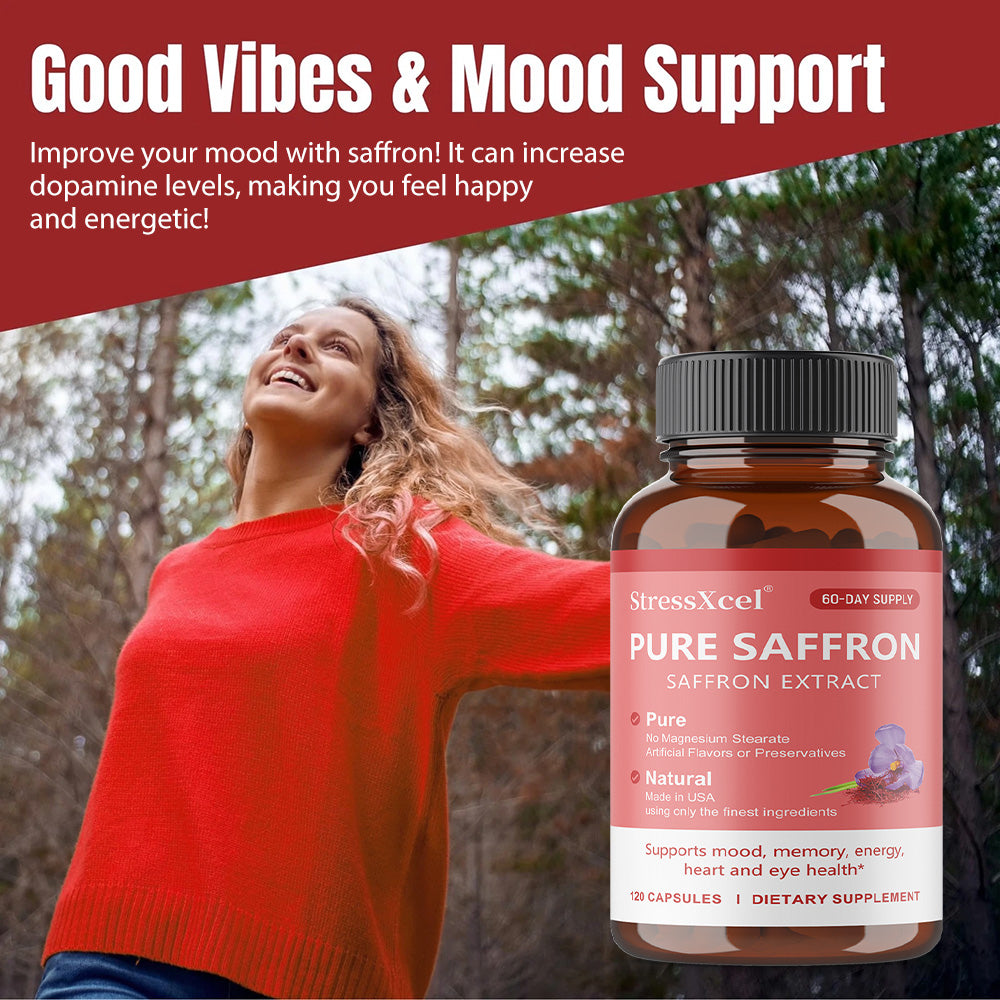 Natural Saffron Mood & Focus Capsules - 120ct Non-GMO