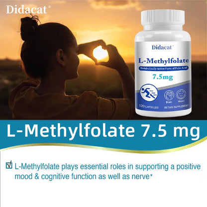 L-Methylfolate 7.5 Mg - L Methyl Folate, Methylfolate Supplement Capsules for Women & Men, Promote Brain Health, Focus, Calm