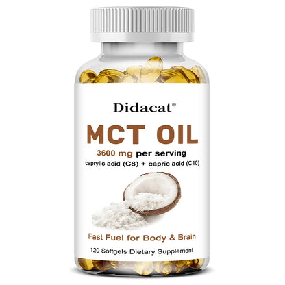 Pure MCT Oil Capsules 3000mg - Keto Brain Fuel Supplement