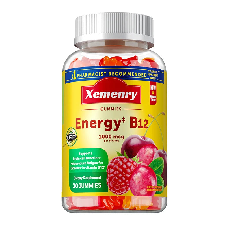 Vitamin B12 Gummies - Reduces Fatigue, Energy Production, Supports The Nervous System, Brain, Heart Health, Brain Cell Function