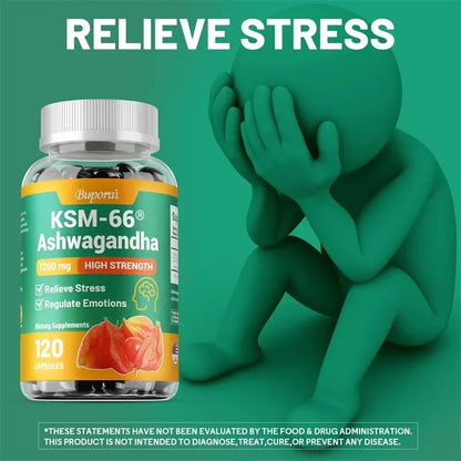 KSM-66 Ashwagandha Extracts Capsules - Relieve Stress and Mood, Promote Sleep Quality, Increase Focus and Brain Health