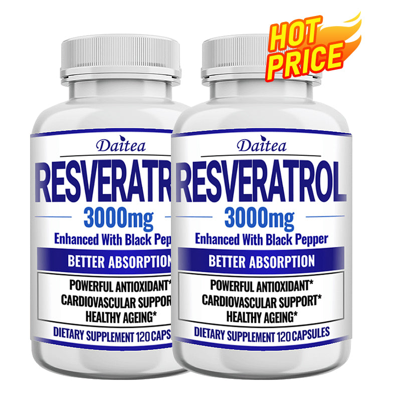 Resveratrol Supplement 3000mg - Healthy Aging & Heart Health, 120 Caps