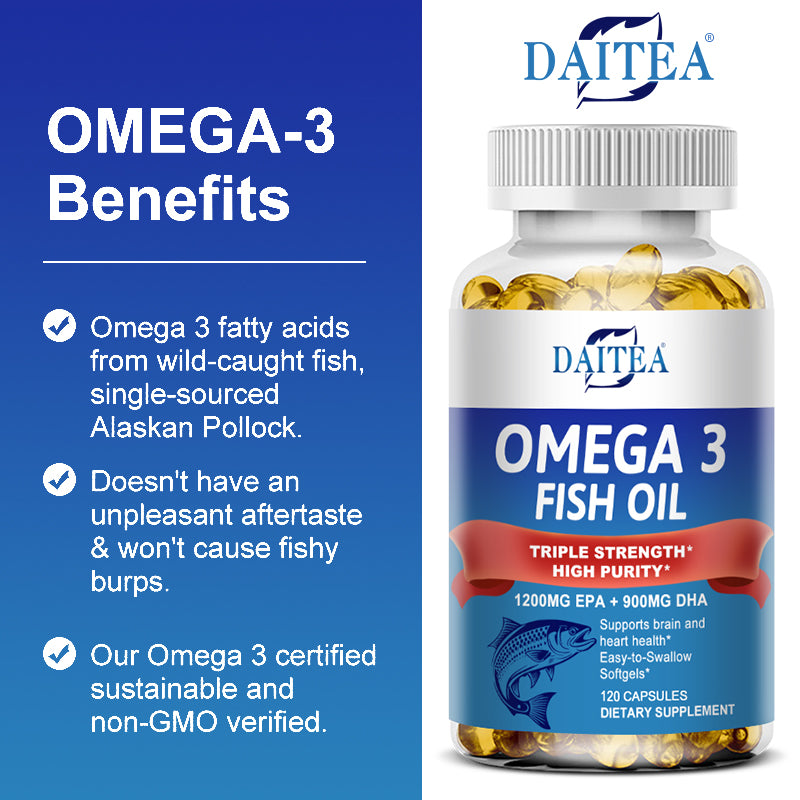 Omega 3 Fish Oil - Triple Strength EPA & DHA, 30/60/120 Caps