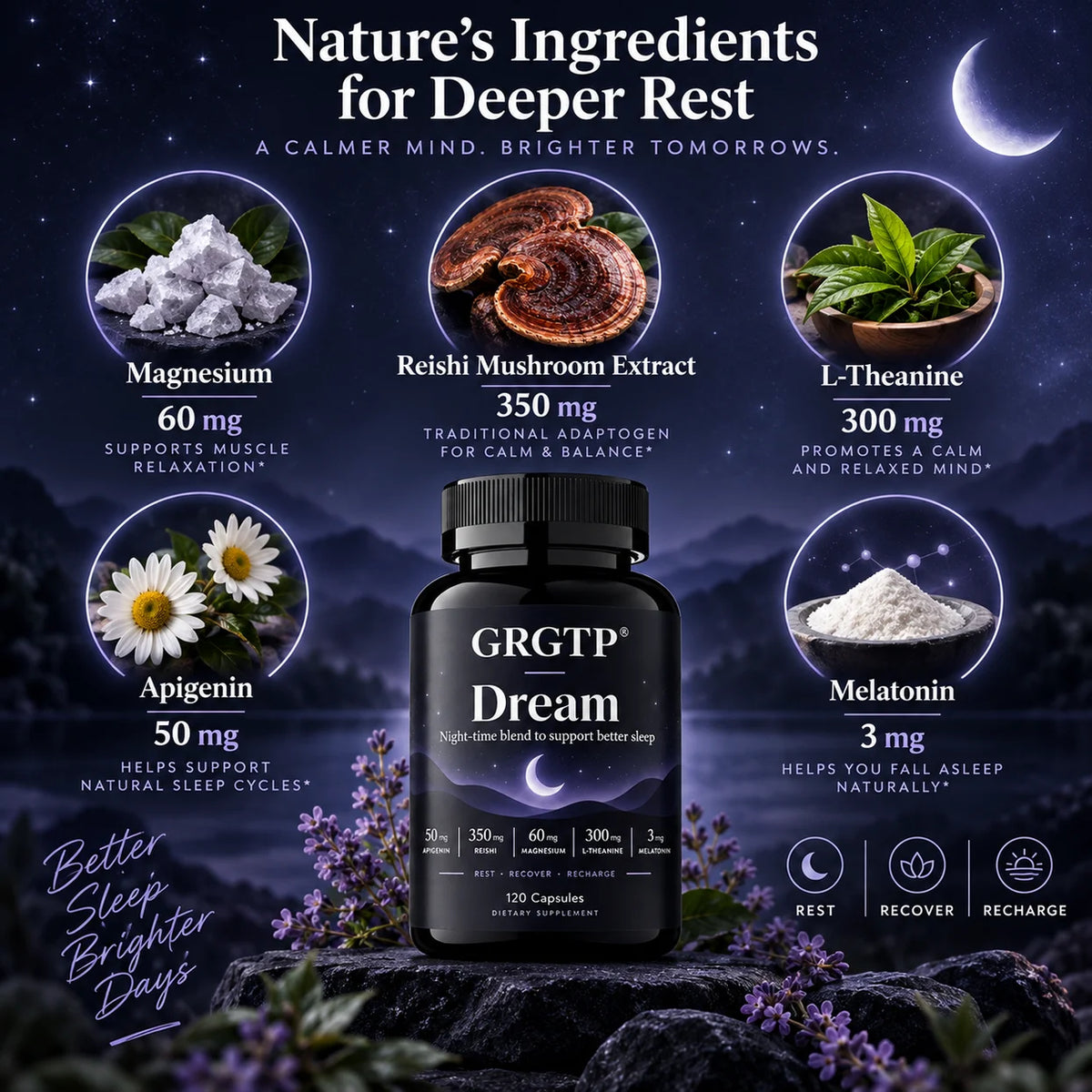 Dream Capsules - Calm Mood, Relaxation, Relieve Insomnia, For Deep Sleep, Improve Focus, Brain Health, Enhanced Mental Clarity