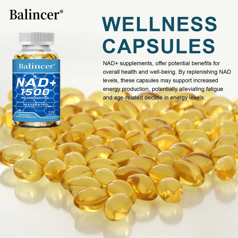 NAD+ Resveratrol Supplement for Cell Regeneration & Energy, 120 Caps