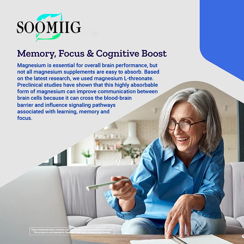 Magnesium L-Threonate - Boost Memory & Focus, Veg Capsules