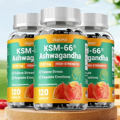 KSM-66 Ashwagandha Extracts Capsules - Relieve Stress and Mood, Promote Sleep Quality, Increase Focus and Brain Health
