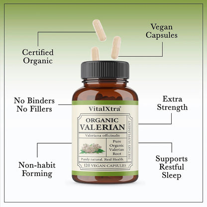 Premium Valerian Root Capsules 450mg, Natural Sleep & Relaxation Support, Relieves Stress, Vegan Non-GMO, for Men & Women