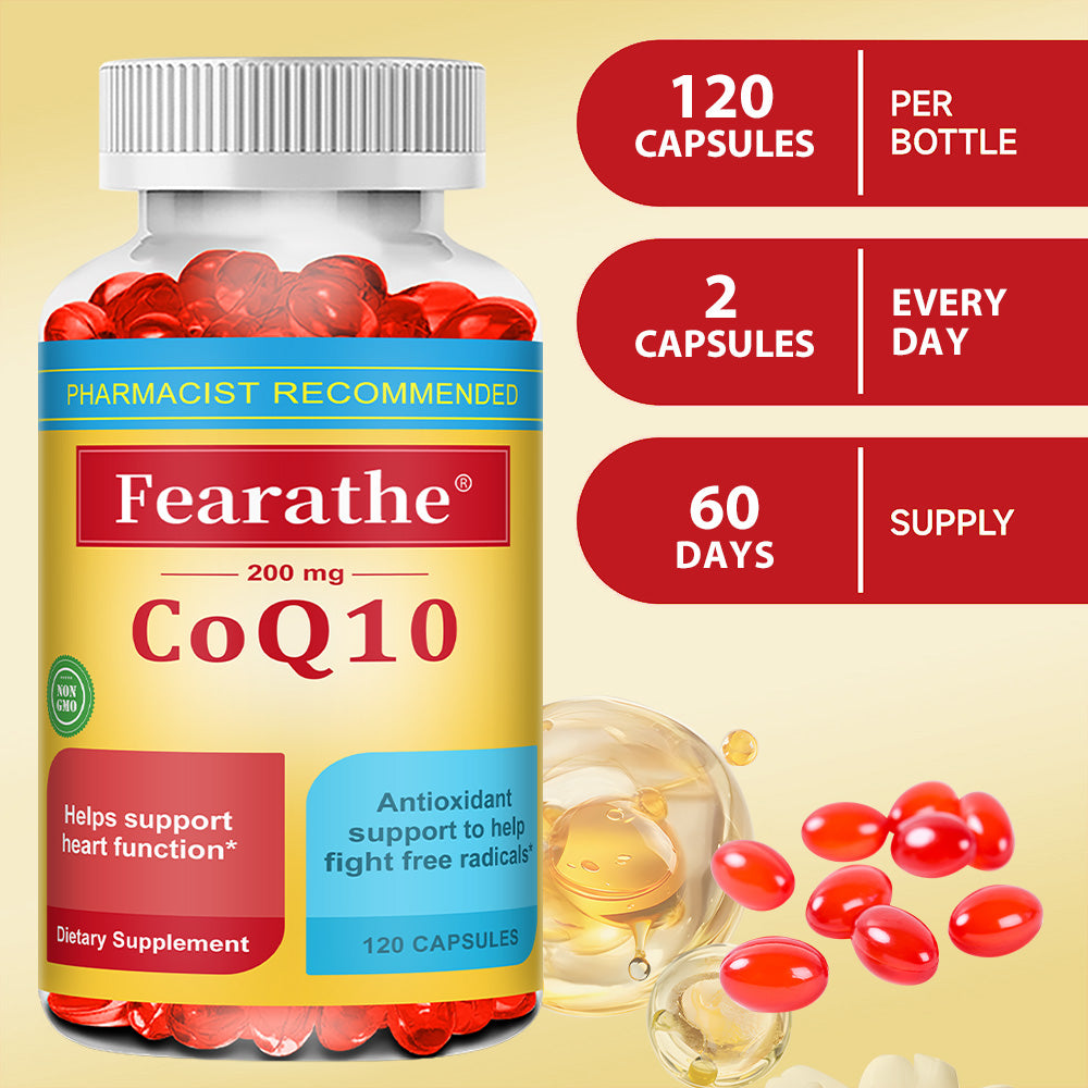 Coenzyme Q10 Energy Boost Brain Supplement- Heart & Brain Support, Gluten-Free