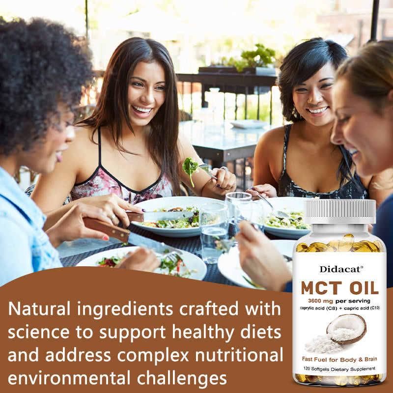 Pure MCT Oil Capsules 3000mg - Keto Brain Fuel Supplement