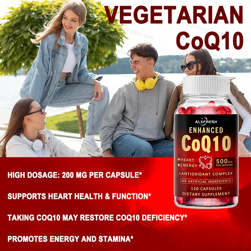 CoQ10 Capsules Support Energy Production Heart Brain Liver eye Health Fatigue and Stress Relief Energy and Immunity Enhancement