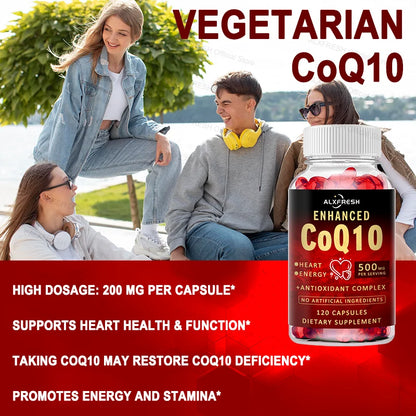 CoQ10 Capsules Support Energy Production Heart Brain Liver eye Health Fatigue and Stress Relief Energy and Immunity Enhancement