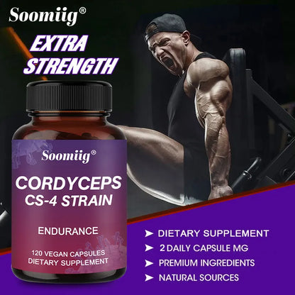 Cordyceps Capsules - Stamina and Energy Support, Helps Immune & Cardiovascular Health, Brain Supplement for Memory and Focus