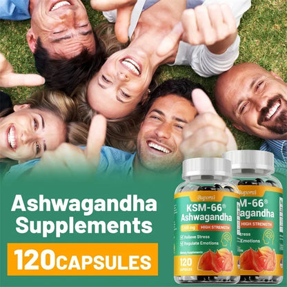 KSM-66 Ashwagandha Extracts Capsules - Relieve Stress and Mood, Promote Sleep Quality, Increase Focus and Brain Health
