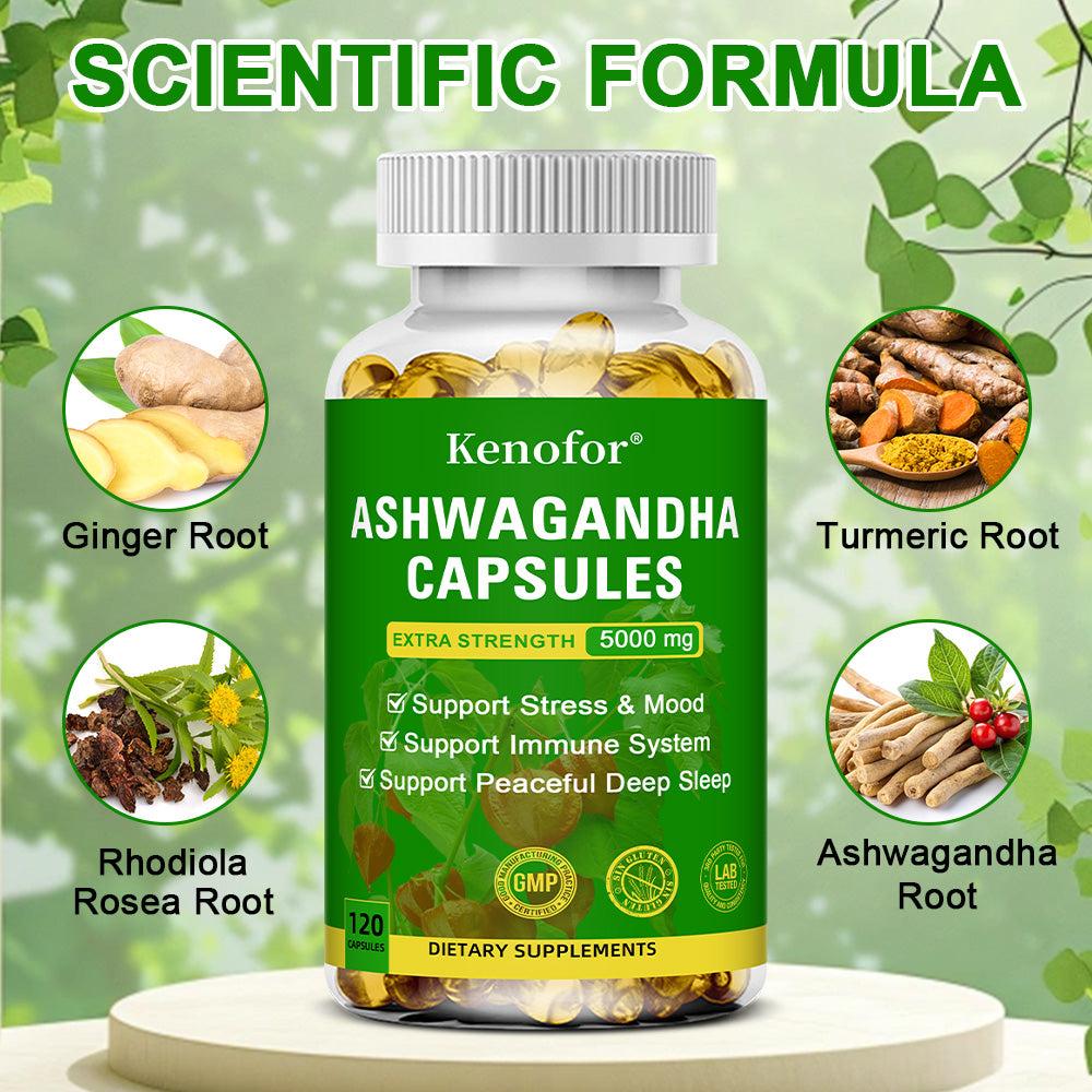 Ashwagandha Capsule 5000mg - Stress & Focus Support Capsules