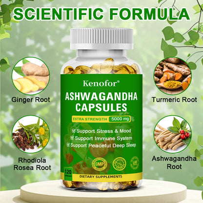 Ashwagandha Capsule 5000mg - Stress & Focus Support Capsules