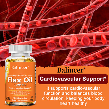 Omega 3 Flax Oil Capsules - Boost Heart & Hair Health