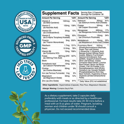 Nootropics Supplement: Multivitamin Boost Memory & Focus