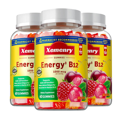 Vitamin B12 Gummies - Reduces Fatigue, Energy Production, Supports The Nervous System, Brain, Heart Health, Brain Cell Function
