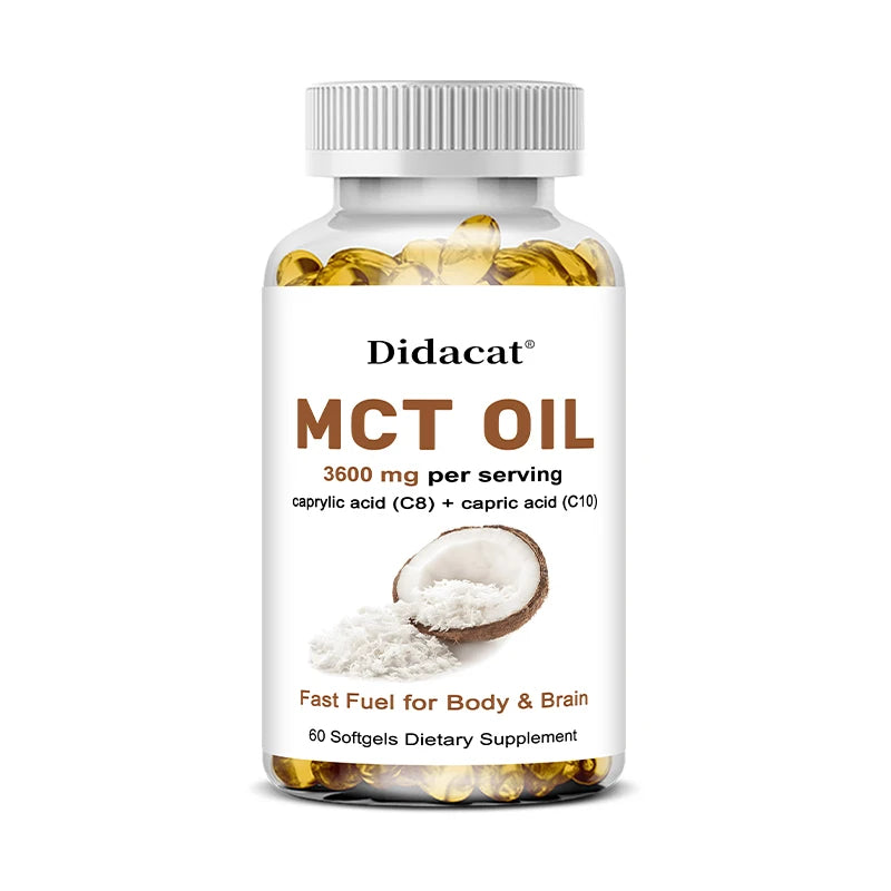 Pure MCT Oil Capsules 3000mg - Keto Brain Fuel Supplement