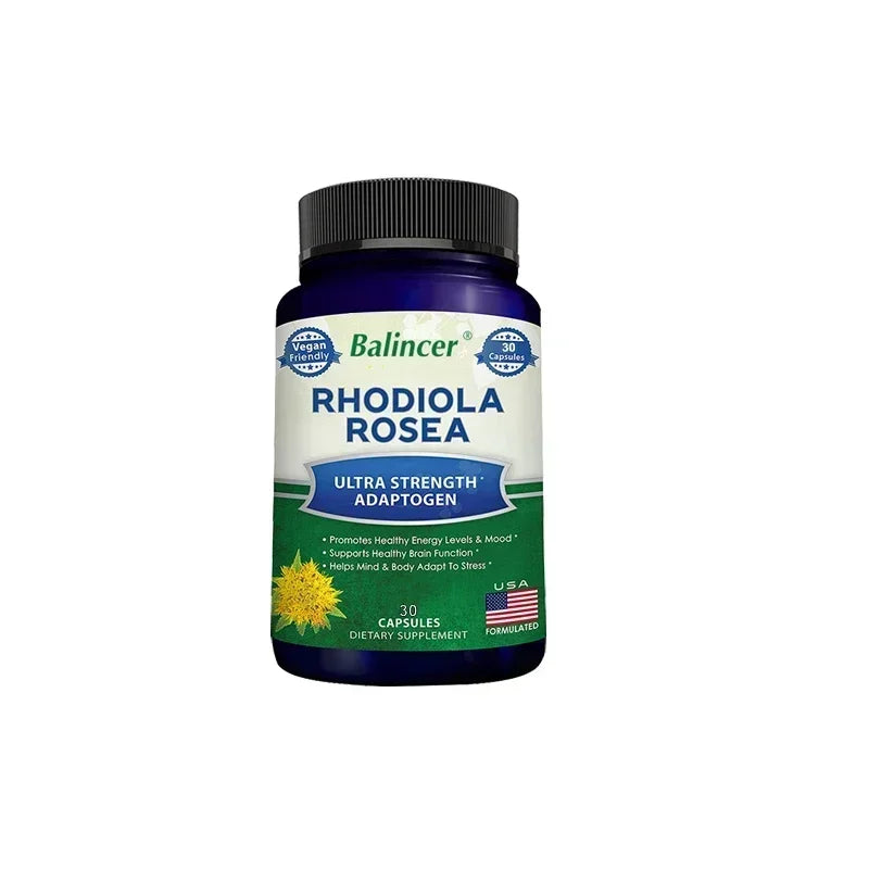 Rhodiola Rosea 1000mg Capsules, Natural Herbaceous Plants, Stress Relief, Energy, Mood, Focus Support, Brain Health, Gluten Free