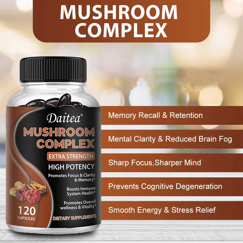 Mushroom Supplement: Lion's Mane Cordyceps Brain Boost & Immune Support Supplement