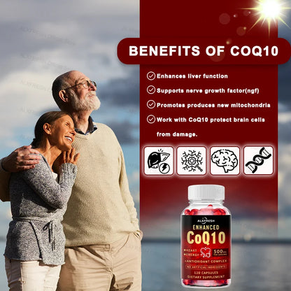 CoQ10 Capsules Support Energy Production Heart Brain Liver eye Health Fatigue and Stress Relief Energy and Immunity Enhancement