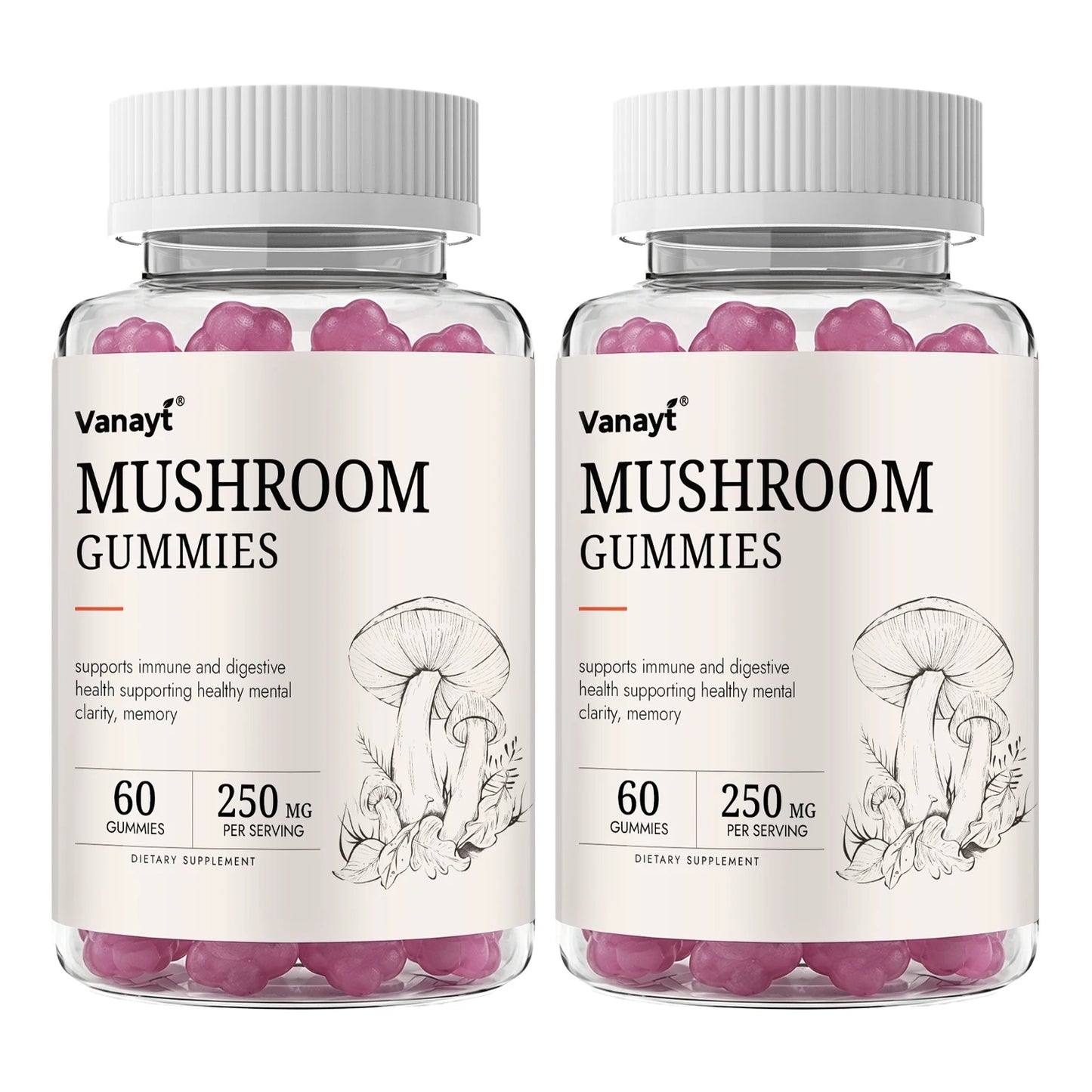 250mg Mushroom Super Blend Complex - Brain Nervous System Health and Memory Supplements Immunity Sleep Energy Mood Support