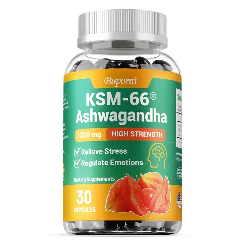 KSM-66 Ashwagandha Extracts Capsules - Relieve Stress and Mood, Promote Sleep Quality, Increase Focus and Brain Health