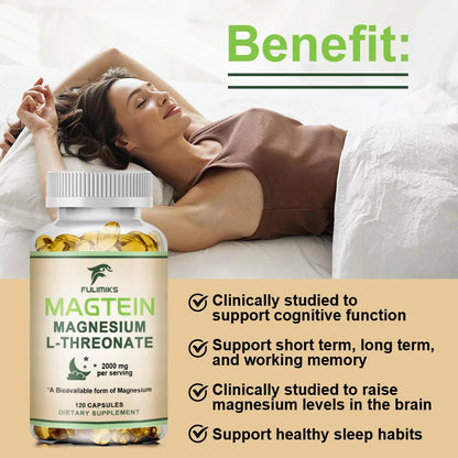 Magtein Magnesium L-Threonate Supplement, Clinically Studied to Boost Brain Magnesium, Improve Memory, Focus & Restful Sleep