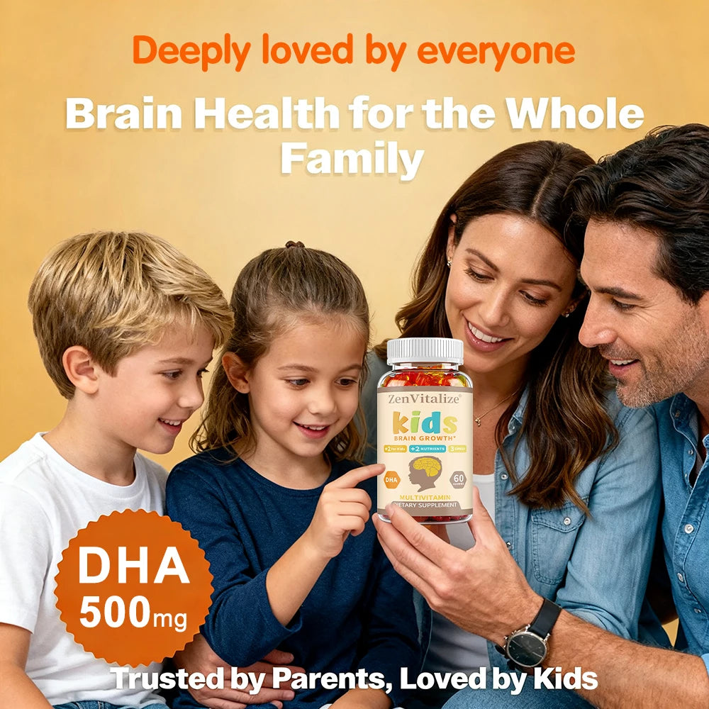 Kids Brain Development Gummies - with Omega 3, DHA, Promotes Children's Brain Health, Memory & Immune