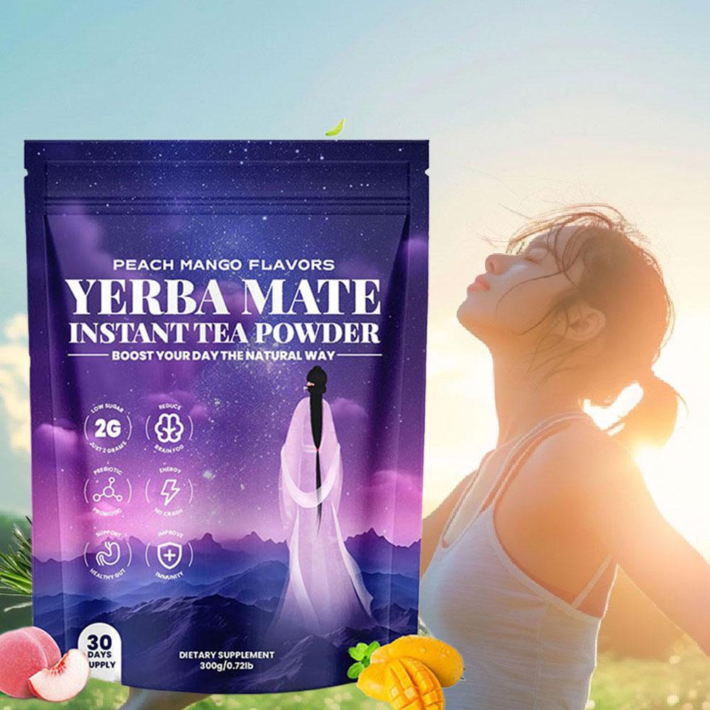 Yerba Mate Peach-Mango Tea Powder with Probiotics & Prebiotics