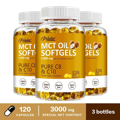 MCT Oil Softgels - Supports Energy, Focus and Mental Clarity, Weight Management, Improves Digestion, Brain Supplement