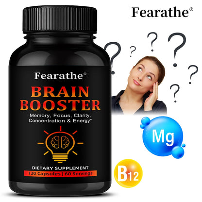 Nootropic Brain Booster Capsules - Folate, Vitamin B12 & Ginkgo Biloba, Memory Focus & Cognitive Enhancement, Vegan Non-GMO