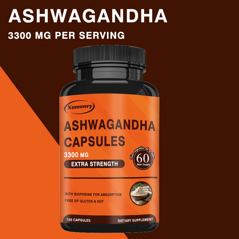 Ashwagandha Capsules - Stress Relief & Memory Boost, 120 Ct
