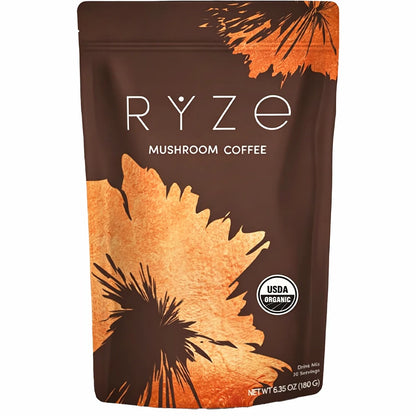 Organic Mushroom Powder Supplement for Coffee & Smoothies 6-in-1 Blend with Lions Mane Reishi Chaga for Brain & Immune Support