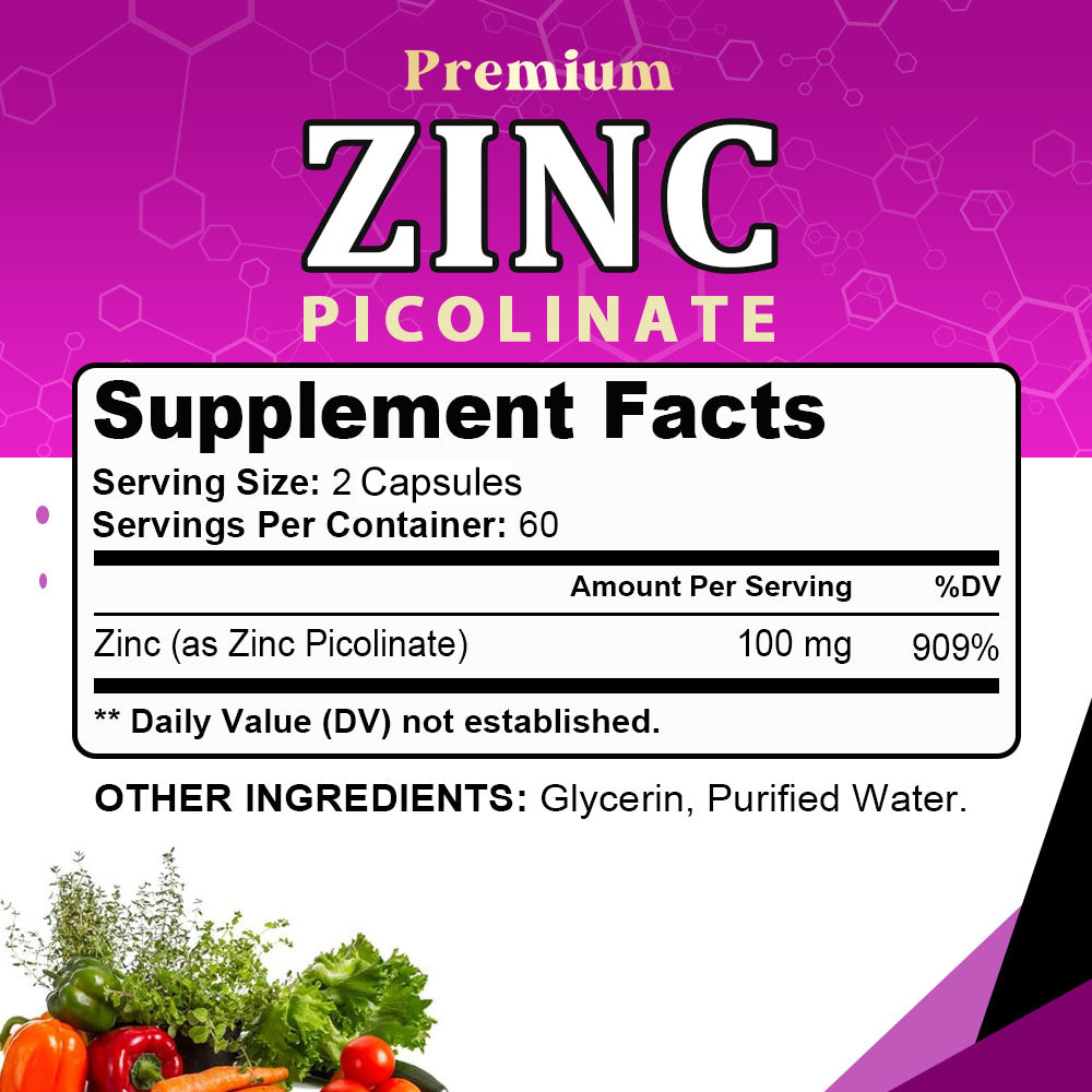 Zinc Picolinate 100mg - Boost Immune & Energy