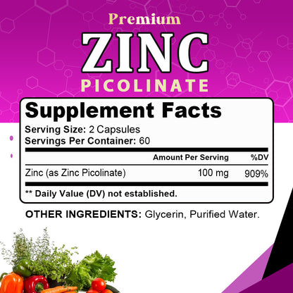 Zinc Picolinate 100mg - Boost Immune & Energy