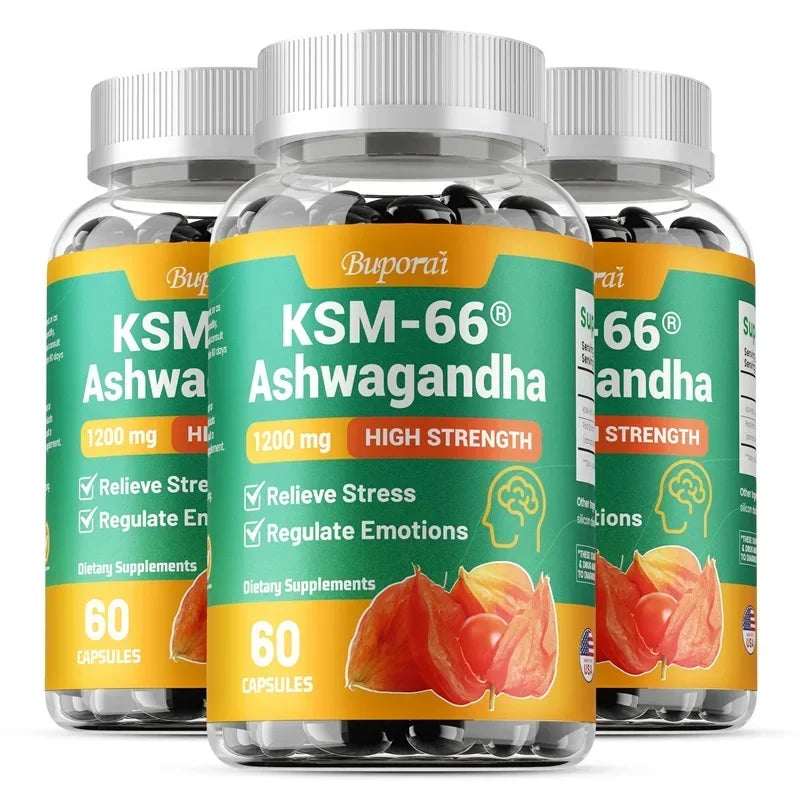 KSM-66 Ashwagandha Extracts Capsules - Relieve Stress and Mood, Promote Sleep Quality, Increase Focus and Brain Health